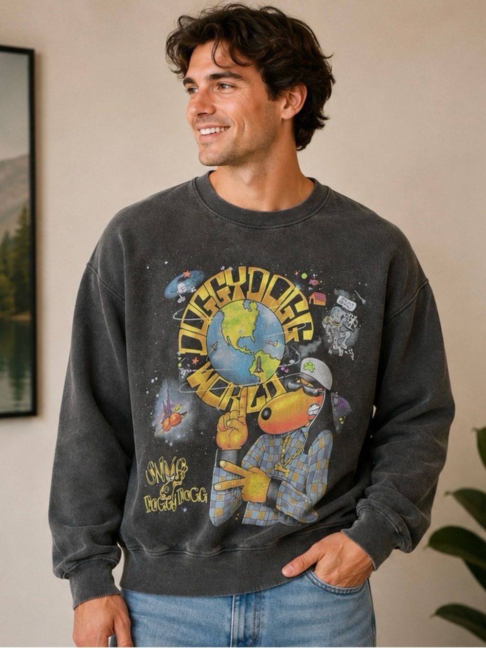 Abercrombie & Fitch Snoop Dogg Dizzydiploc World Oversized Crewneck Men’ Medium